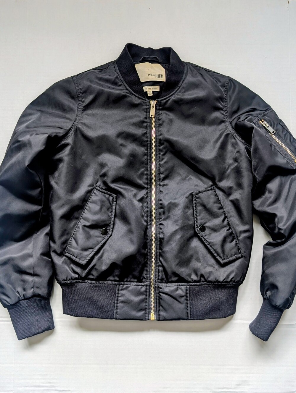 Aritzia Wilfred Free Avion Black Bomber Jacket Full Zip Women's XS